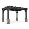 Pergola en métal noir avec colonnes en pierre 300x400 cm