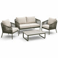 Ensemble de mobilier extérieur en acier et corde avec coussins sable