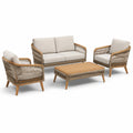 Ensemble de mobilier d'extérieur en bois et corde beige