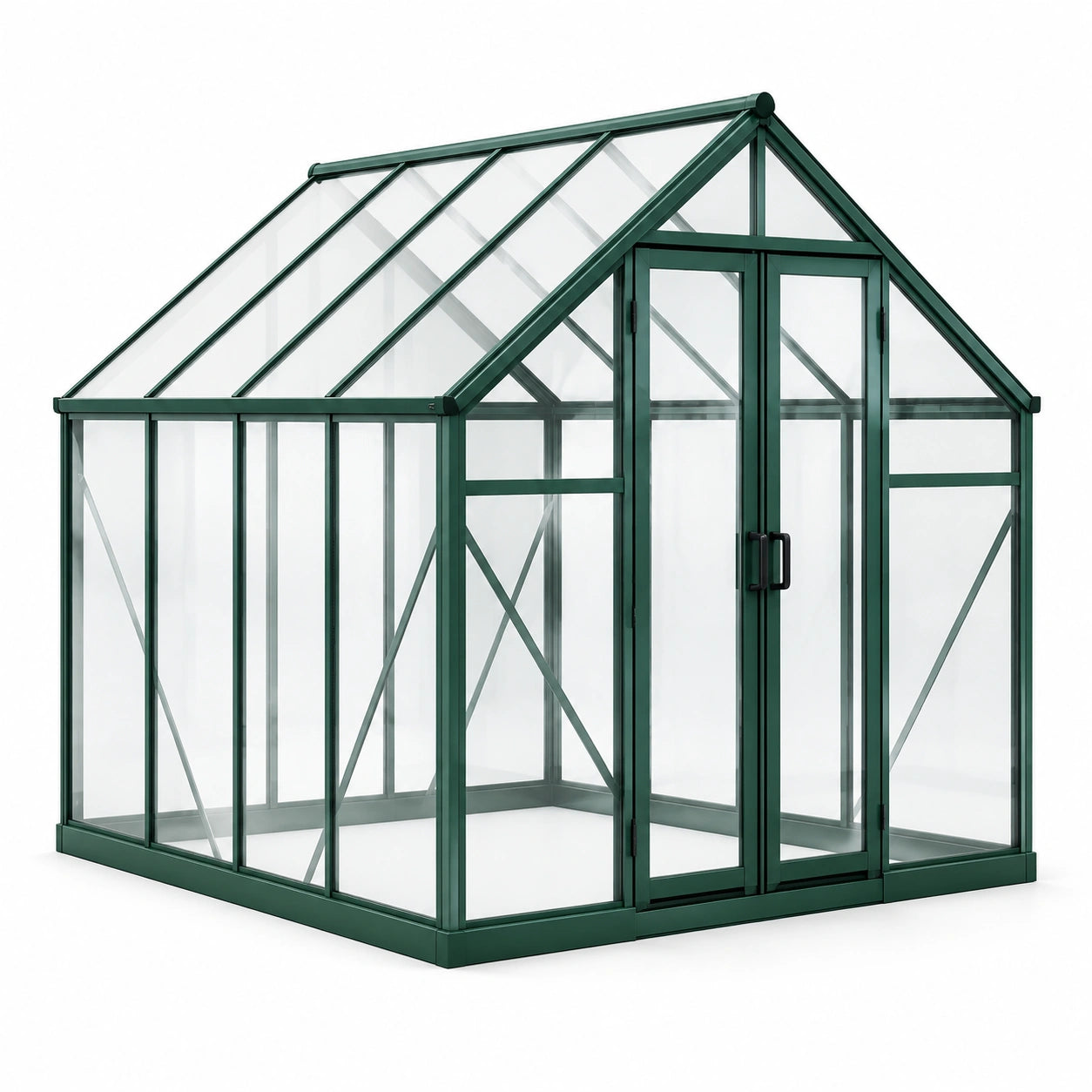 Serre en aluminium et verre trempé vert 4mm
