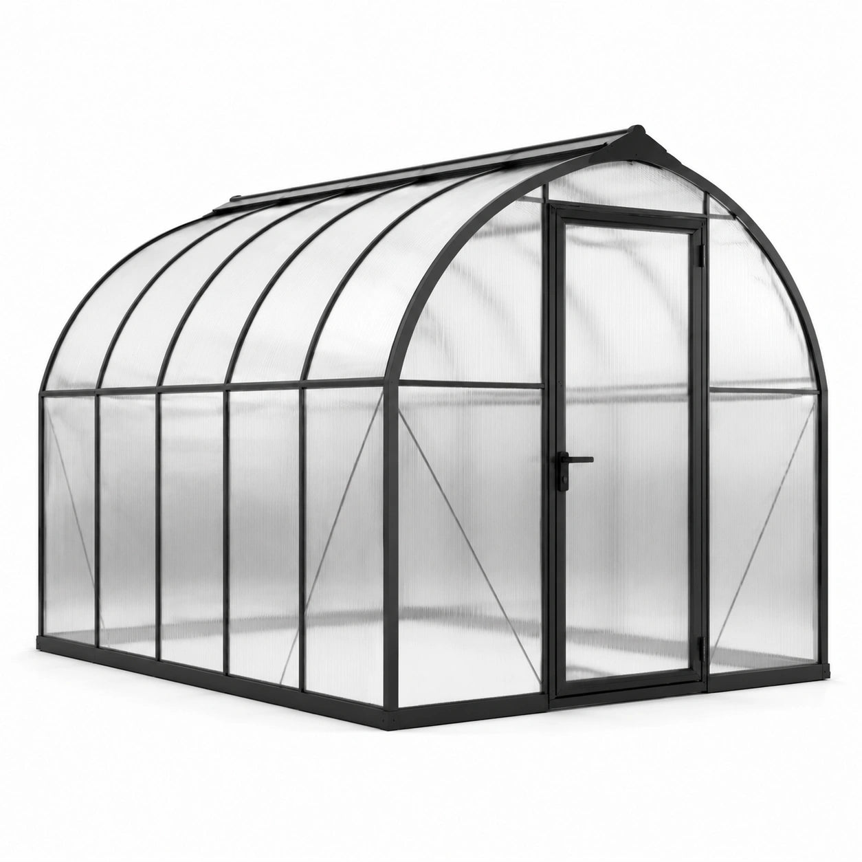 Serre de jardin en polycarbonate et aluminium avec porte