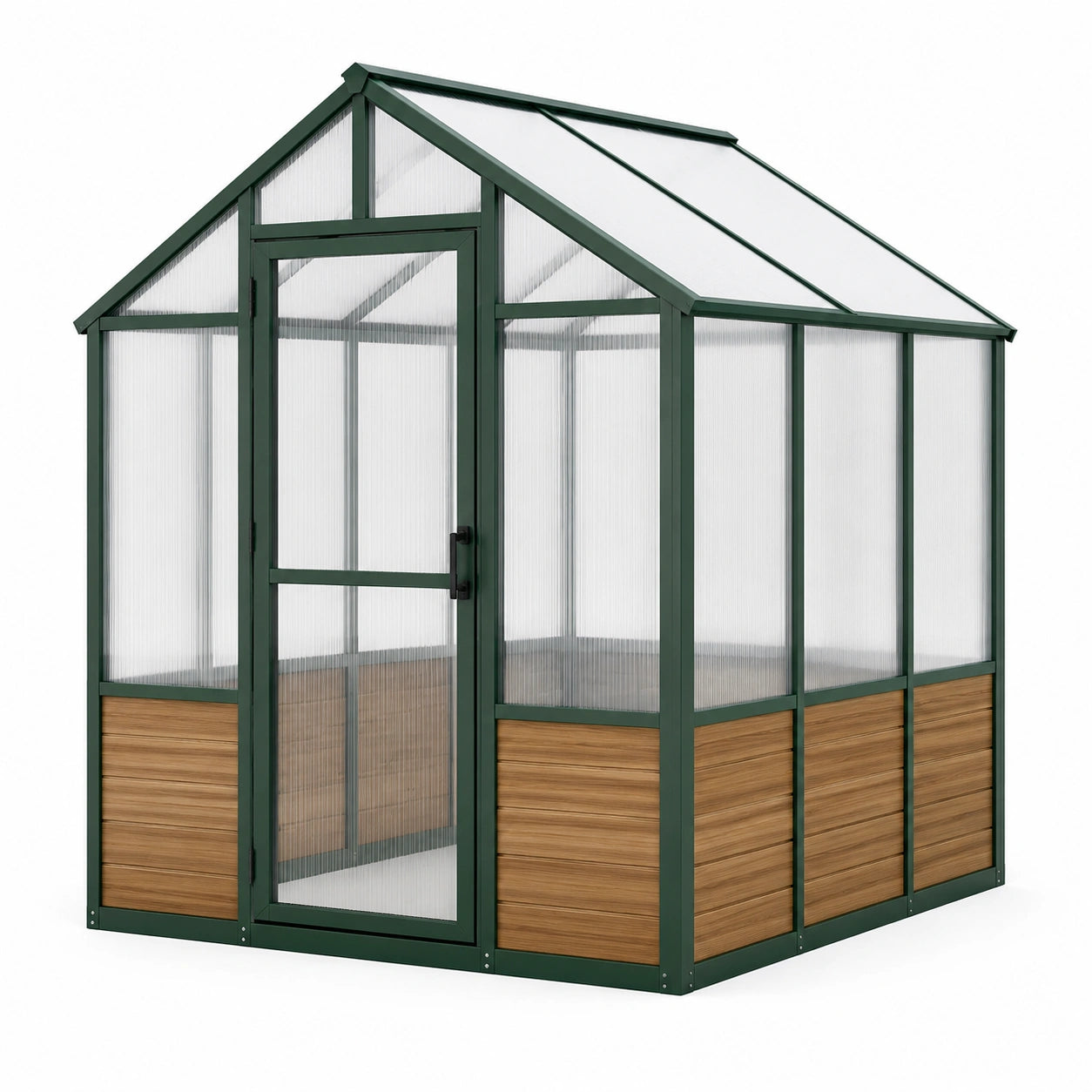 Serre en aluminium et polycarbonate alvéolaire vert et marron 200x190x195 cm