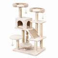 Arbre à chat en bois beige avec sisal et peluche 140 cm