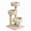 Arbre à chat en bois et sisal beige, 3 niveaux, 80 cm