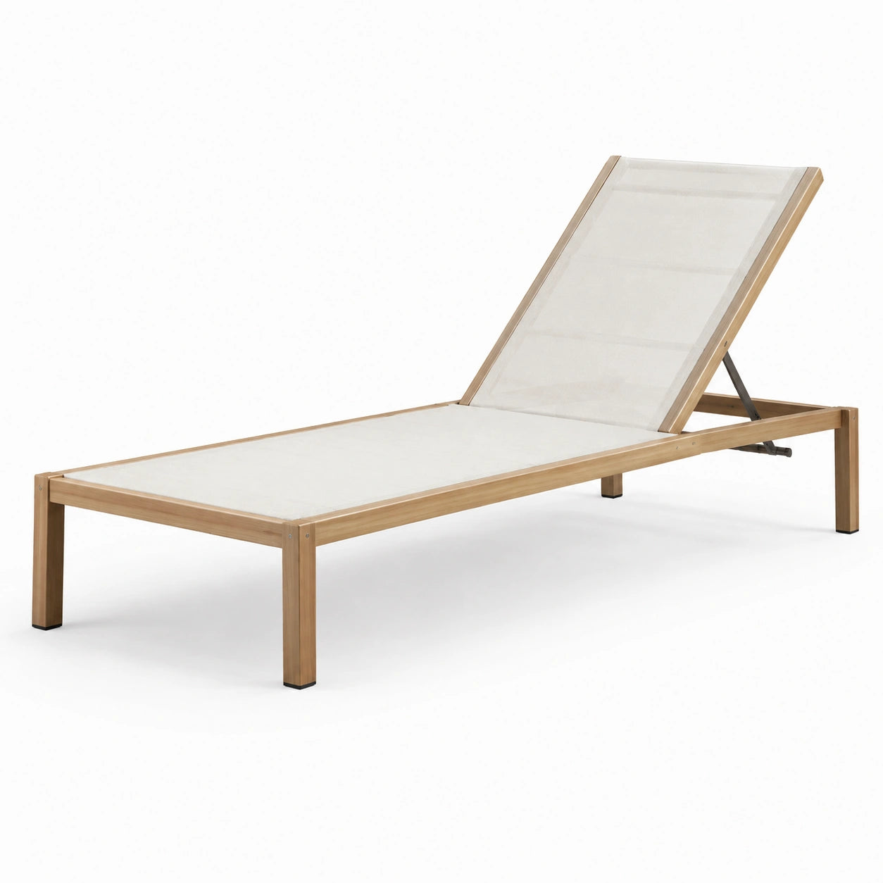Chaise longue en bois avec tissu en polyester beige