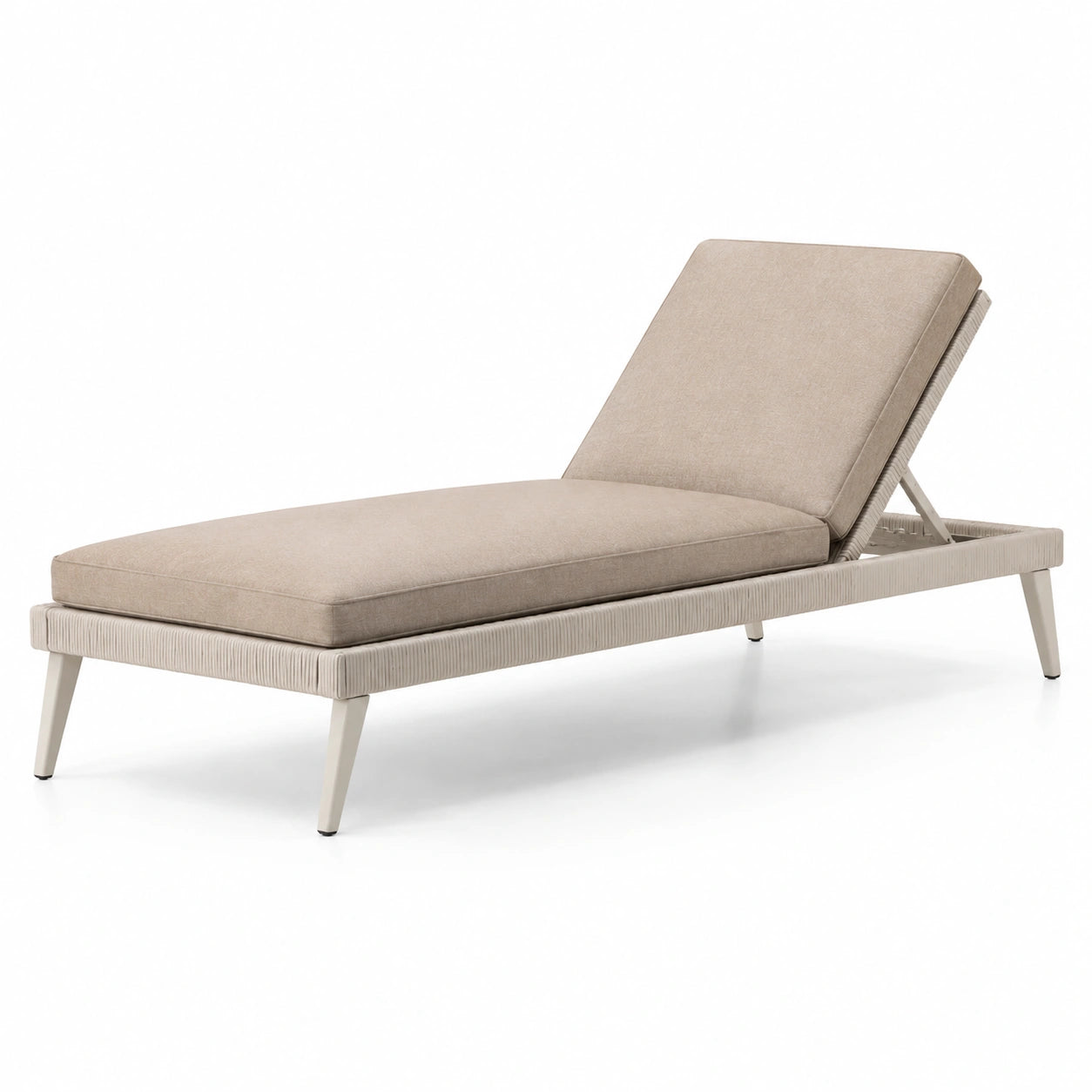 Chaise longue extérieure en aluminium et polyester beige réglable 195cm