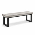 Banc en béton avec pieds en métal noir 150 cm x 40 cm x 45 cm