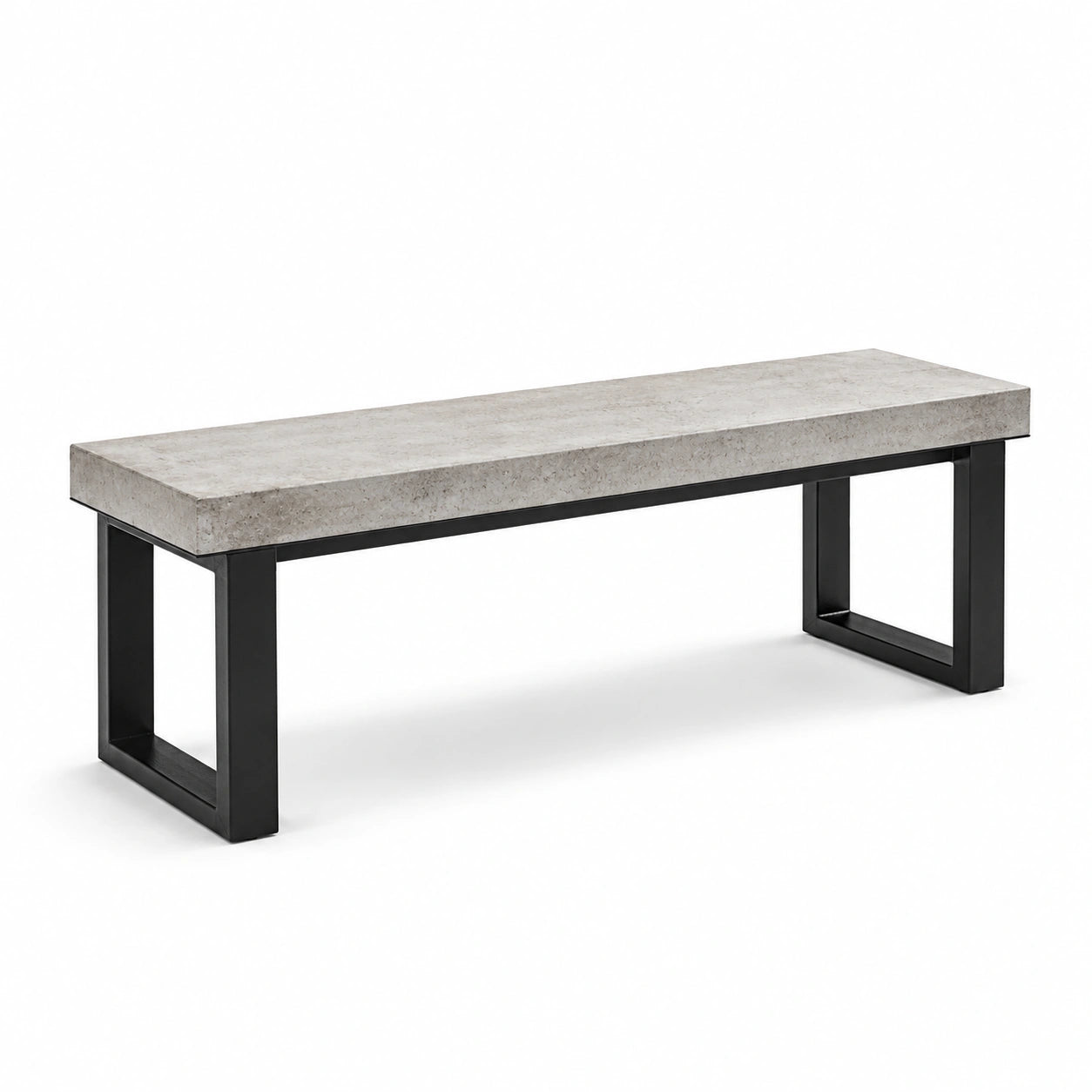Banc en béton avec pieds en métal noir 150 cm x 40 cm x 45 cm