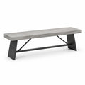 Banc en béton et métal gris 160x40x45 cm