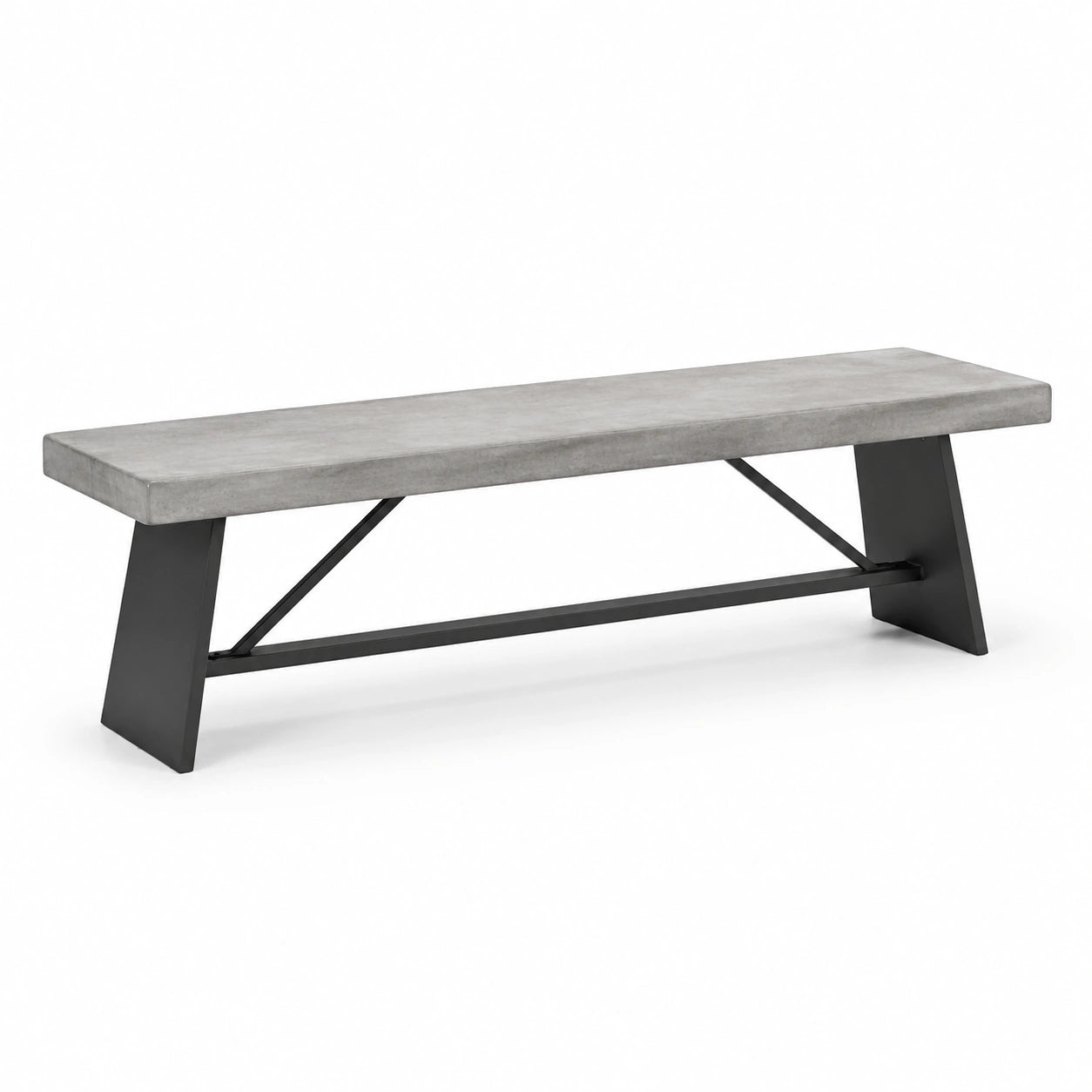 Banc en béton et métal gris 160x40x45 cm