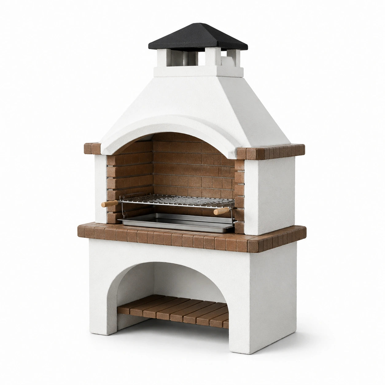 Barbecue Extérieur en Pierre Réfractaire avec Grille en Acier Inoxydable