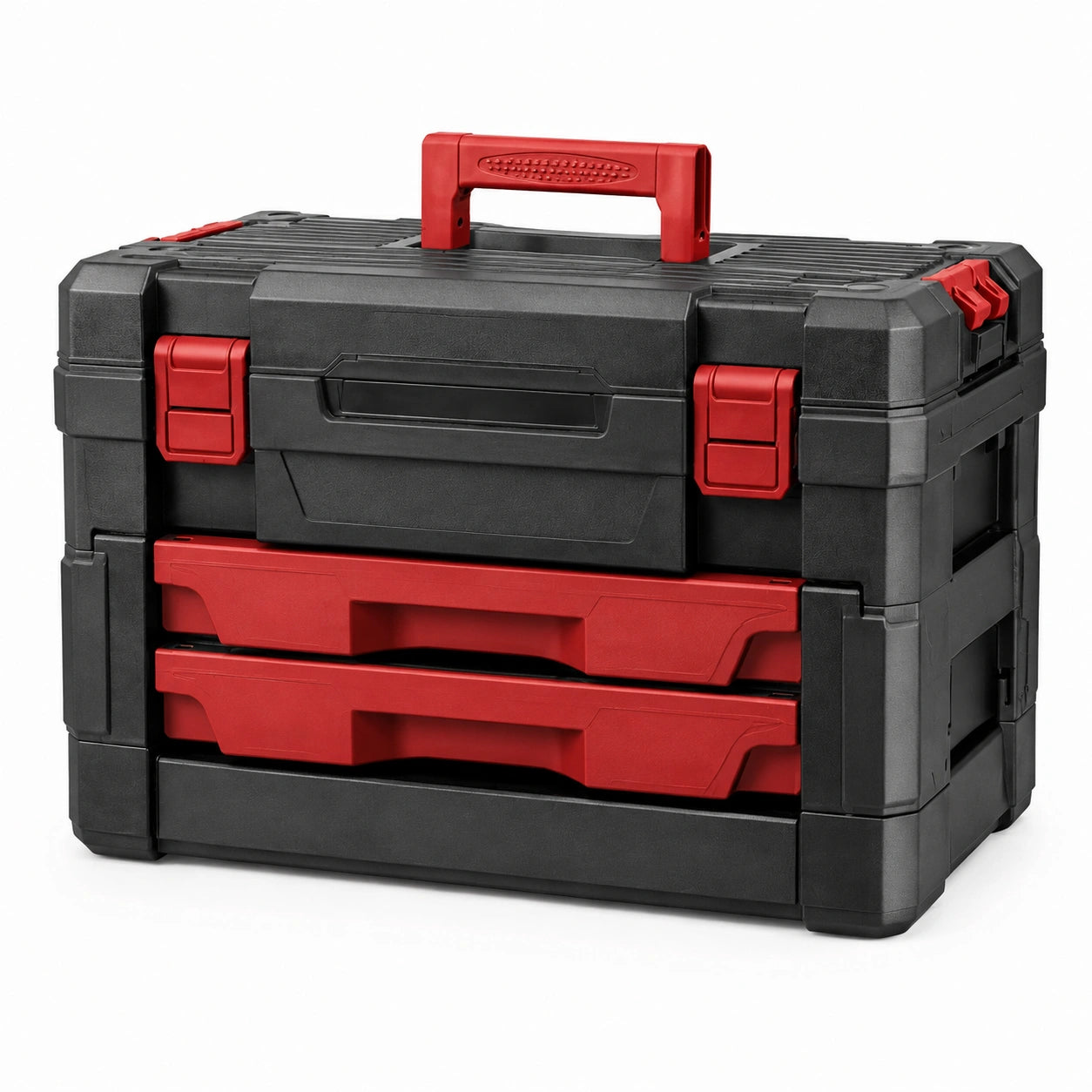 Coffret à outils en polypropylène noir et rouge avec tiroirs 53x37x27 cm