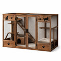 Enclos pour chats en bois avec grillage métallique