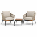 Ensemble de mobilier de jardin en métal avec chaises en corde et table en bois beige