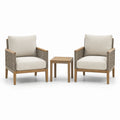 Ensemble de fauteuils en bois et table en teck avec corde tressée